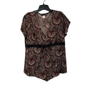 Y2K Julie’s Closet Paisley Lace Waist Tunic Top Size 2X Boho Asymmetrical